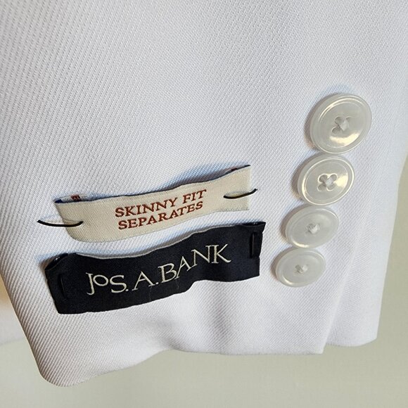 36R White Double Breasted Suit Jacket New Mens Jos A Bank Polyester Peak Lapel - Picture 5 of 17